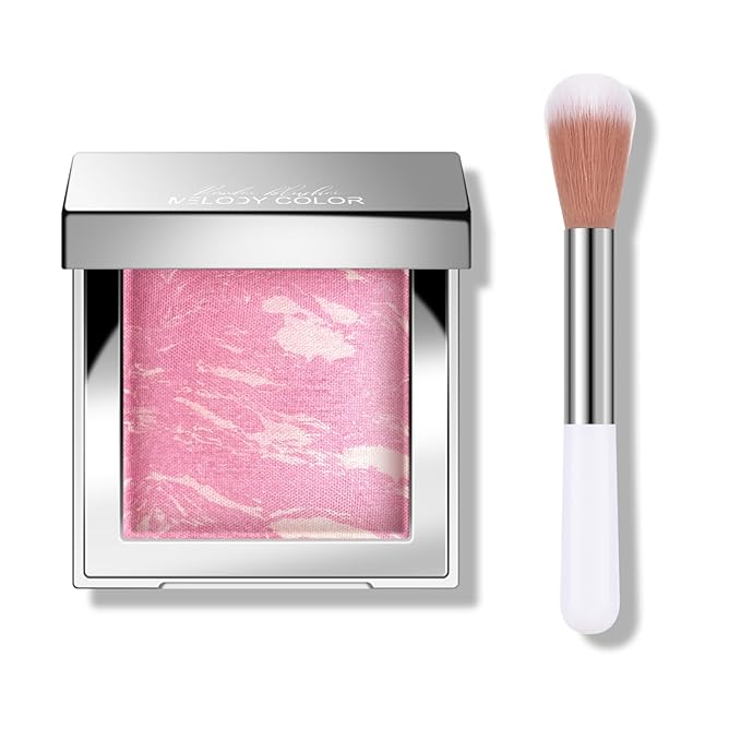KYDA Baked Blush, Marbleized Powder Matte Blush for Cheeks, Multidimensional Buildable Color, Lightweight Matte Satin Finish Face Blusher, Lighting Glow Blusher, 02 LUMINOUS FLUSH