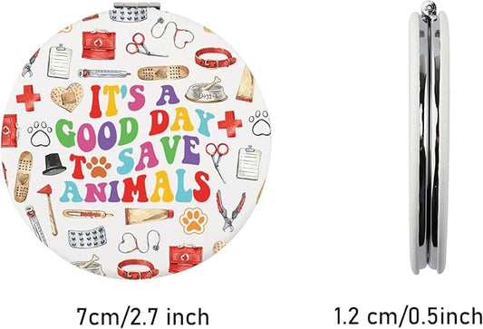 CHOORO Animal Lover Gift It's a Good Day to Save Animals Pocket Mirror Vet Tech Gift Vet Receptionist Gifts (Save Animals M)