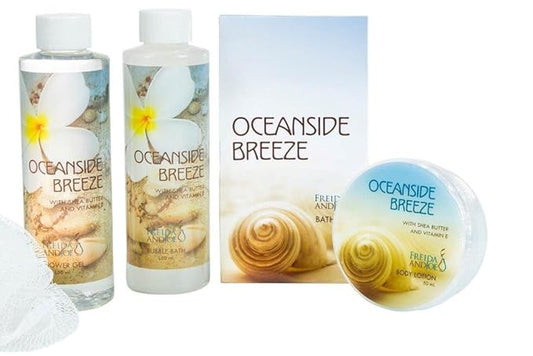 Home Spa Bath Basket Fresh Aquatic Oceanside Breeze Spa Set For Women Bath & Body Set For Women Shower Gel, Bubble Bath, Body Lotion, etc Puff in Blue Tub