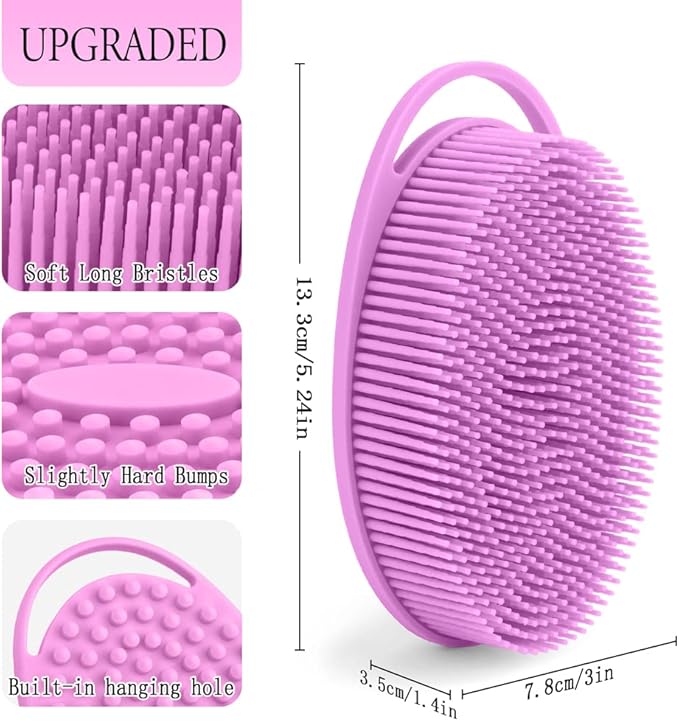 3 Pack Silicone Exfoliating Loofah, Soft Silicone Body Scrubber Fit for Sensitive Skin, Clean and Sanitary Rapid Foaming