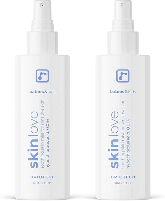 Briotech Baby Skin Love Spray | Gentle Hypochlorous Acid Mist for Soothing, Calming & Cleansing Delicate Skin | Pediatrician-Approved, Hypoallergenic & Added Fragrance-Free | 2 oz (2 Pack)