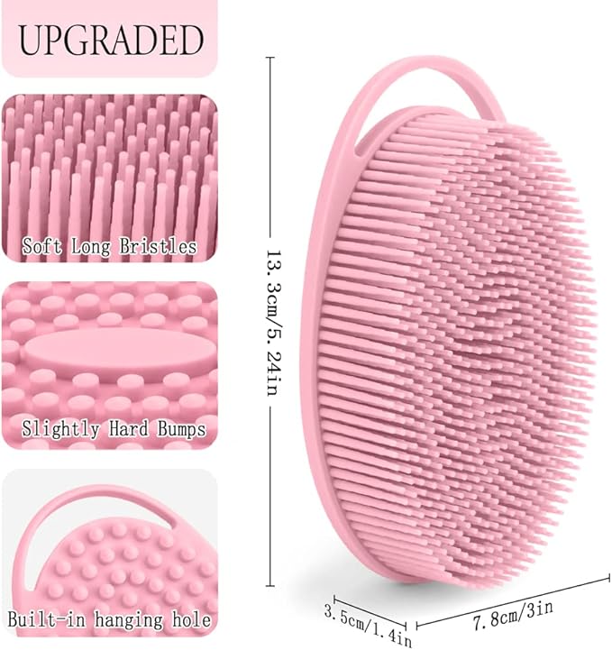6 Pack Silicone Exfoliating Loofah Body Scrubber - Fit for All Skin Types, Clean and Sanitary