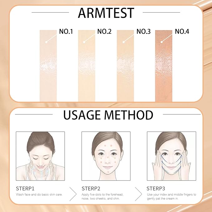 Concealer Foundation, Oil Control Waterproof Concealer Color Correcting Foundation Long Lasting No Makeup Removal Invisible Pores Face Base Makeup