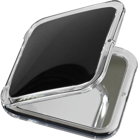 MIRRORVANA 30X Compact Magnifying Mirror for Travel, Handheld and Foldable Square Design - Lightweight Mini Pocket-Sized Magnified Mirror, Ideal for Purse or Handbag Use - 3.3" x 3.3" (Black)