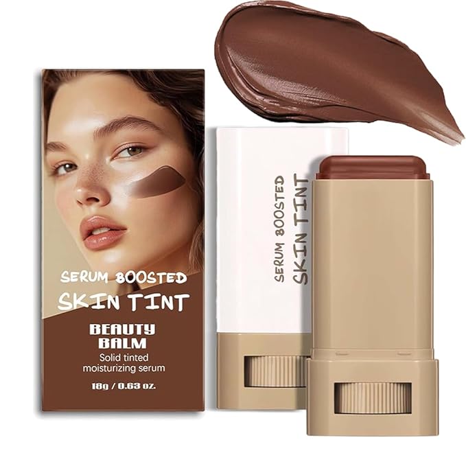 A 3-in-1combining Foundation Stick Beauty Balm Serum Boosted Skin Tint,Solid Tinted Moisturizing Serum Contour Foundation Face for Women,Natural Finish Makeup,Buildable Medium-to-Full Coverage(#01)