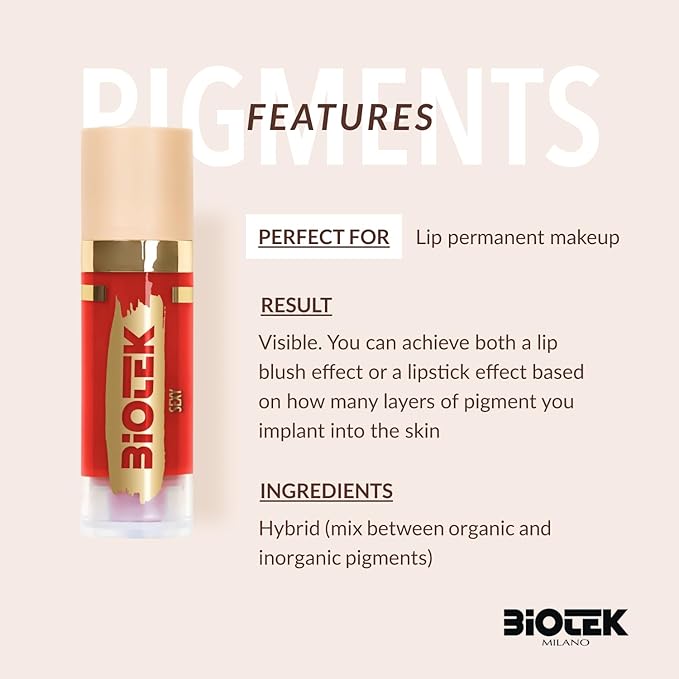 Biotek Lip Pigment for Permanent Makeup - Red Color for Lip - Made in Italy - Sexy 0,61 fl.oz.