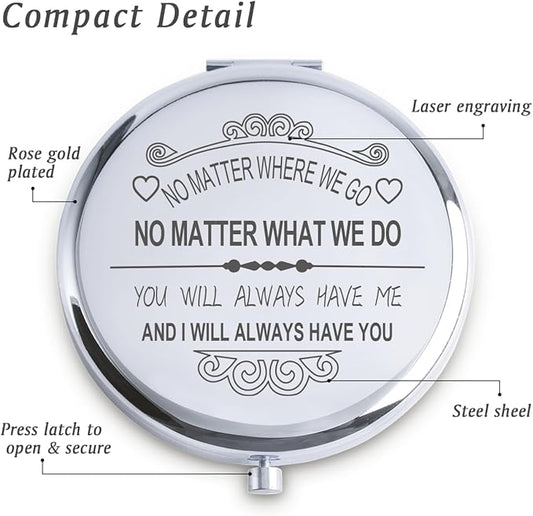 Personalized Gifts for Women Girls, Inspirational Compact Mirrors, 2025 Graduation Gifts for Her, Unique Mothers Day Birthday Gifts for Mom Sister Wife Daughter Niece, Friendship Gifts for Friends
