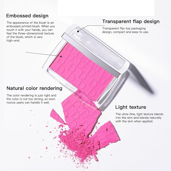 Blush Powder Palette, Multi-Use Matte Makeup Blush Palette for Cheeks, Eyes, Long-Lasting, Natural Look, Complements All Skin Tones, Vegan, High Pigmented (Pink, Normal)