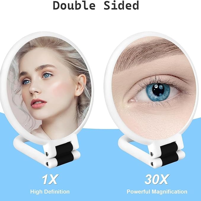 30x Magnifying Mirror Double Side Handheld Mirror 30X/1X Magnifying Hand Mirror with Stand Foldable Travel Mirror Makeup Mirror for Desk Women (Green)