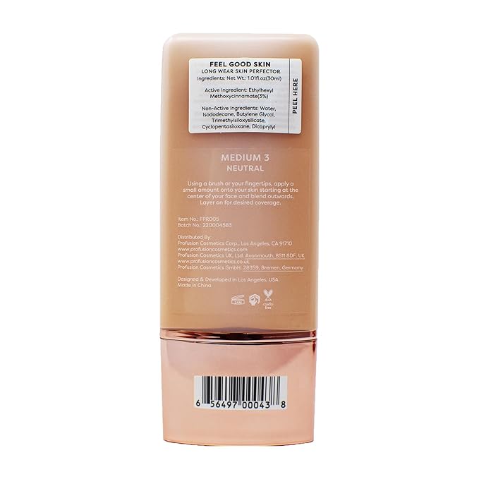 Profusion Cosmetics Lightweight Liquid Foundation for a Flawless and Elegant Radiance, Breathable Makeup for Improves Uneven Skin Tone, Cruelty-Free - Medium 3