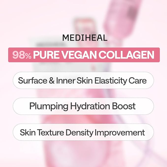 Mediheal Collagen Essential Sheet Mask Core Firming 10 pcs. 98% Vegan Collagen for firming, elasticity, and skin density improvement. Vegan formula.