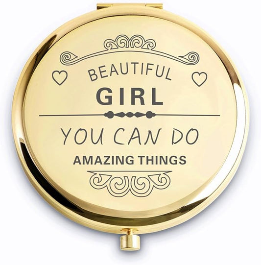 Personalized Gifts for Women Girls, Inspirational Compact Mirrors, 2025 Graduation Gifts for Her, Unique Mothers Day Birthday Gifts for Mom Sister Wife Daughter Niece, Friendship Gifts for Friends