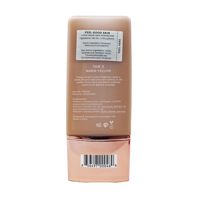 Profusion Cosmetics Lightweight Liquid Foundation for a Flawless and Elegant Radiance, Breathable Makeup for Improves Uneven Skin Tone, Cruelty-Free - Tan 3