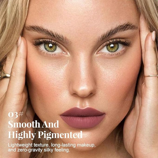 Maroon Matte Lip Liner Pencil - Crayon Matte Lipstick Pencil, No Transfer, Smudgeproof & Waterproof, Sharpenable Lip Crayon for Women, Velvet Long-Lasting Lip Color 03#