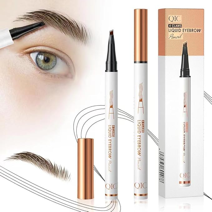 2 Pcs Microblading Eyebrow Pen, 2025 Upgraded 3D Waterproof 4-Tip Eyebrow Pencil, Natural Makeup Long-Lasting Fine Stroke Magic Eyebrow Pencil for Women Stay on All Day (04 Black*2)
