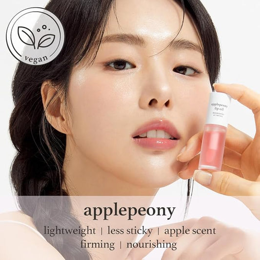 NOONI Korean Hydrating Lip Oil - Applepeony | Long-Lasting, Moisturizing, Plumping, Revitalizing for Dry Lips, Waterproof, No Peel Off, Hydrating, Nourishing Crystal Clear, 0.12 FL Oz