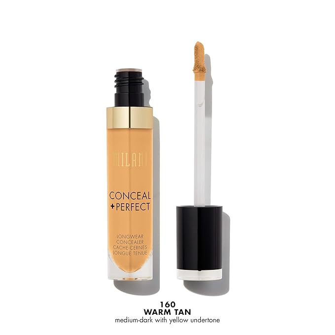 Milani Conceal + Perfect Longwear Concealer - Warm Tan (0.17 Fl. Oz.) Vegan, Cruelty-Free Liquid Concealer - Cover Dark Circles, Blemishes & Skin Imperfections for Long-Lasting Wear