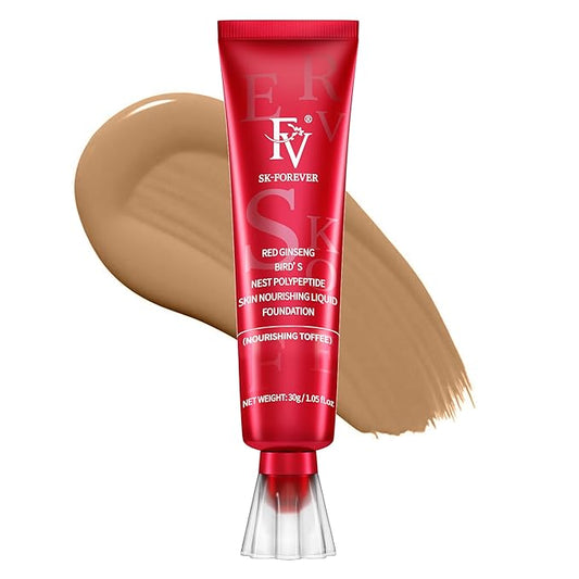 FV Dewy Foundation, Hydrating Formula & Medium Coverage, Waterproof, Long Lasting, Lightweight Liquid Foundation, Ideal For Dry/Combination Skin, 30g, Nourishing Toffee