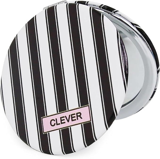 Cheap Small Compact Mirror, Round 2.8” Metal Frame PU ClothLines Style Double Sided Mini Magnifying 1X/3X Mirror for Purse Compact Travel Mirror (ClothLines02)