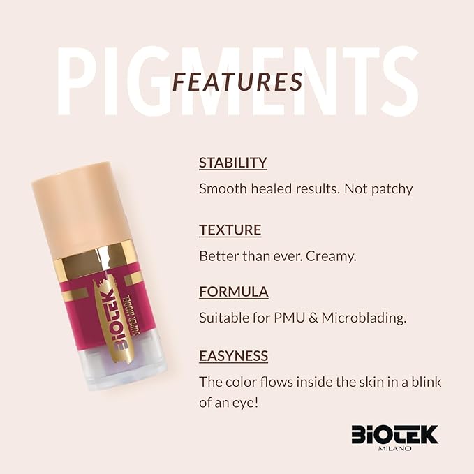 Biotek Lip Pigment for Permanent Makeup - Raspberry Color for Lip - Made in Italy - Supermodel 0,24 fl.oz.