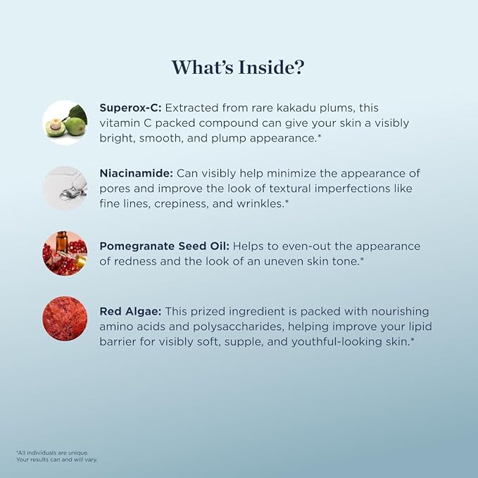 Beverly Hills MD Plump + Glow Vitamin C Serum for Aging Skin- Plumping Anti Wrinkle Lines Formula - Smooth, Firm, Brighten Skin w/Kakadu Plum, Niacinamide, Pomegranate Oil, Red Algae Extracts