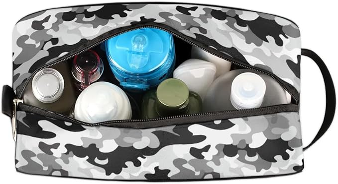 Black Grey Camouflage Hanging Makeup Bag,Toiletry Bag for Women Girl,Travel Cosmetic Bag,Approved Hygiene Bag Waterproof Dopp Kit Organizer for Toiletries Shower Bathroom Carry-on Accessories Gifts