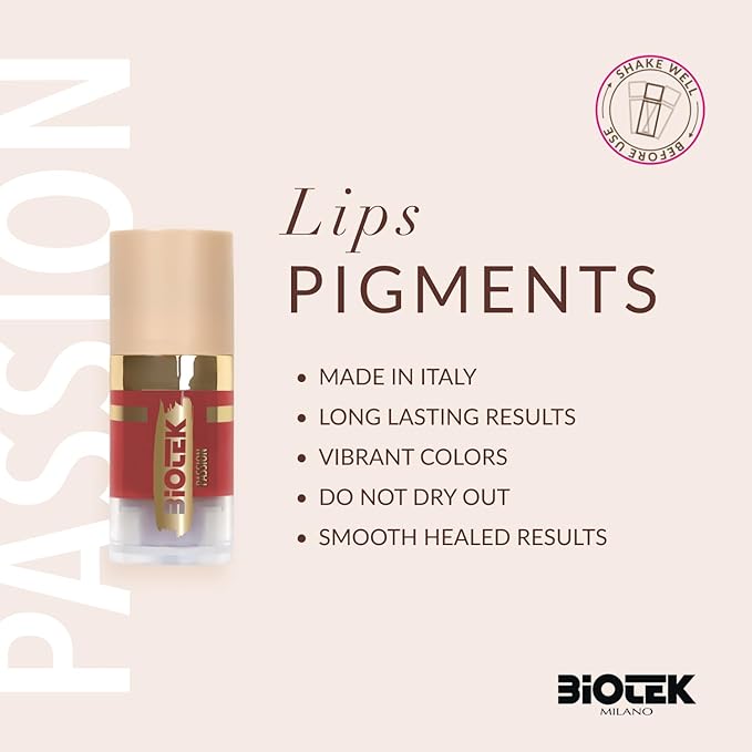 Biotek Lip Pigment for Permanent Makeup - Coral Red Color for Lip - Made in Italy - Passion 0,24 fl.oz.