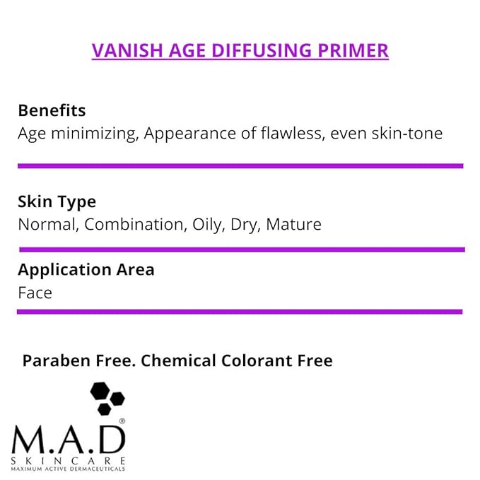 M.A.D Skincare Anti-Aging Vanish Age Diffusing Primer - Gently Tinted