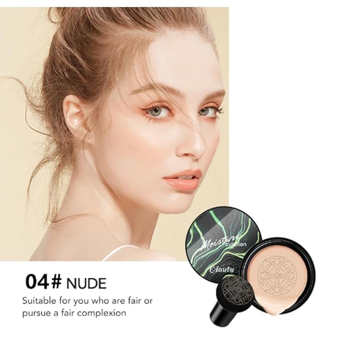 Mushroom Head Air Cushion CC Cream Foundation, Moisturizing Concealer BB Cream Nude Long Lasting Matte CC Cream Makeup Liquid Foundation (1pcs Nude)