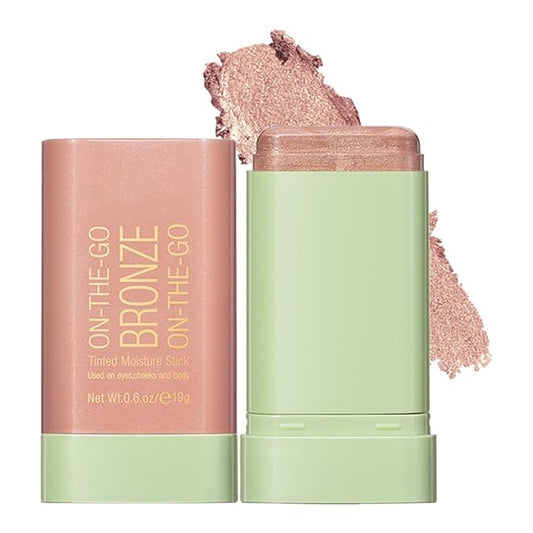 Mysense Cream Bronzer Stick, Shimmer Face Highlighter Stick, Buildable Highlight Contour Stick Makeup, Silky Smooth Formula for A Natural Radiant Look, 02 Soft Glow