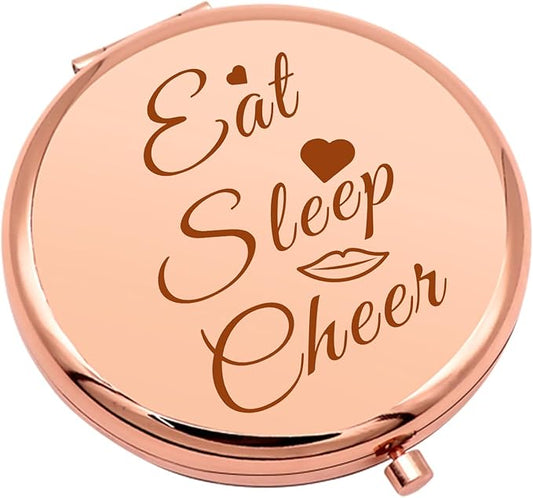 Mwphuy Cheer Gift Compact Makeup Mirror for Women, Rose Gold, 2.6"L x 2.6"W, Frameless, Dual Sided, Magnifying, Portable, Lightweight