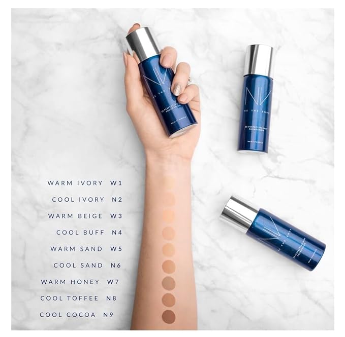 NV BB Perfecting Mist Foundation Buildable Coverage Professional Airbrush Makeup with Plant-based Stem Cell Polypeptides, Vitamins A, D, E and Aloe, 1.5 ounces, Cool Buff