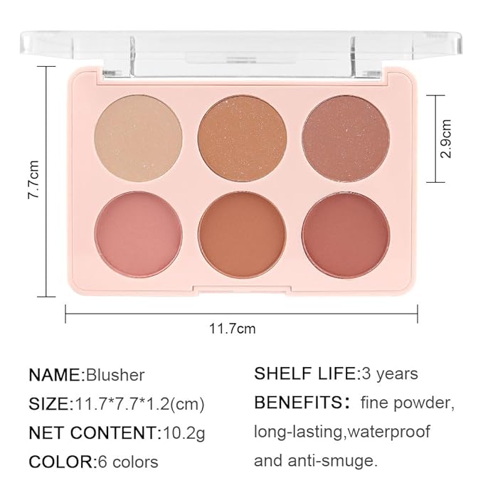 6 Colors Face Blush Blusher Highlighter Makeup Palette iluminadores de maquillaje profesional luminizers Cheek Shimmer Stick Bronzer and Highlighter Palette makeup illuminators highlighters for face