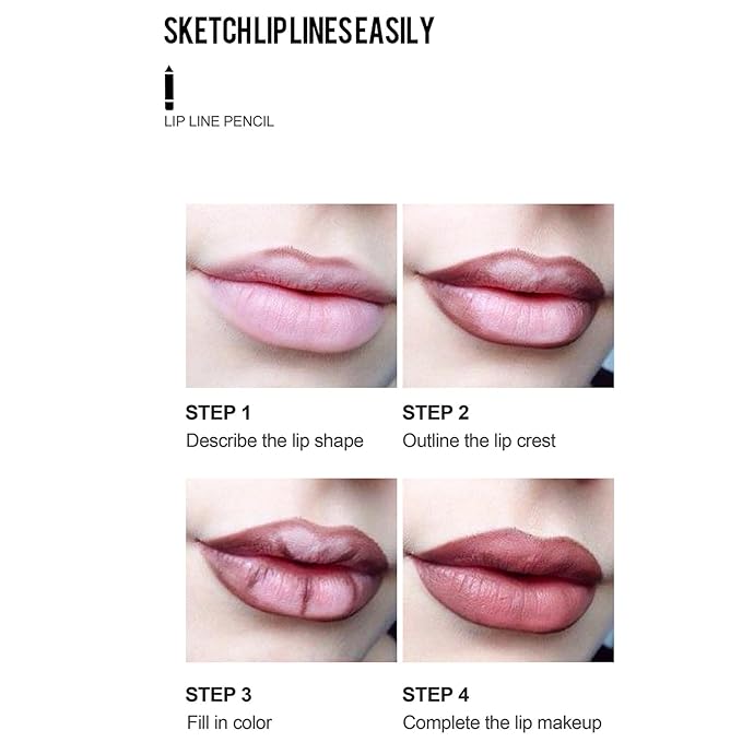 12 Colors Matte Lipstick Long-lasting Lip Liner Pen Set Waterproof Non-stick Lip Liner Pencil 1.2g*12 Easy to Apply