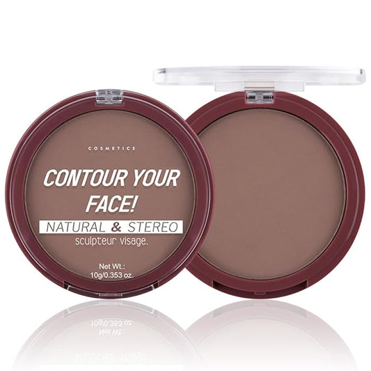 Natural Matte Dark Brown Cream Contour Palette – Lightweight, Blendable Monochrome Powder, Base for All Skin Tones, Face Makeup for Women & Men, Vegan, Cruelty-Free, Paleta de Contorno en Crema Mate