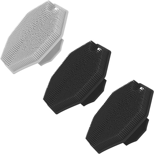 3Pack Silicone Body Scrubber, Qewro Body Buffer Exfoliating Brush with Silicone Loofah, Bath & Body Brushes for Men Women Kids Pets use in Shower, Scalp Exfoliator Hair Shampoo Skin Cleaning Brush