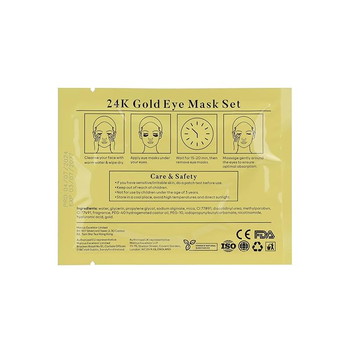 24K Gold Under Eye Patches (30 Pairs) Under Eye Patches for Dark Circles, Under Eye Patches for Puffy Eyes and Dark Circles, Under Eye Mask, Eye Care, Puffy Eyes Treatment