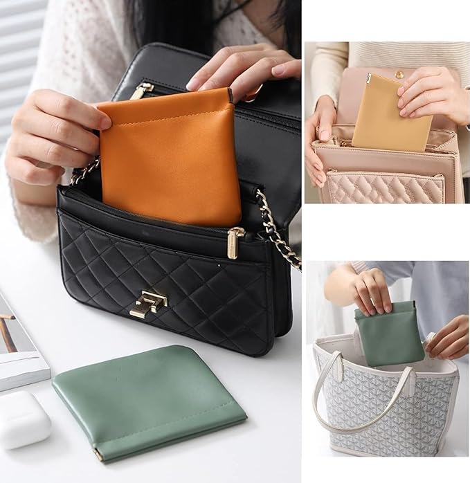 4 PCS Mini Portable Cosmetic Bags for Women, Small Makeup Bag for Purse, Coin Purse Lipstick Cosmetic Accessories Organizer, Mini Travel Kit Storage Pouch (Orange, beige, blue, green)