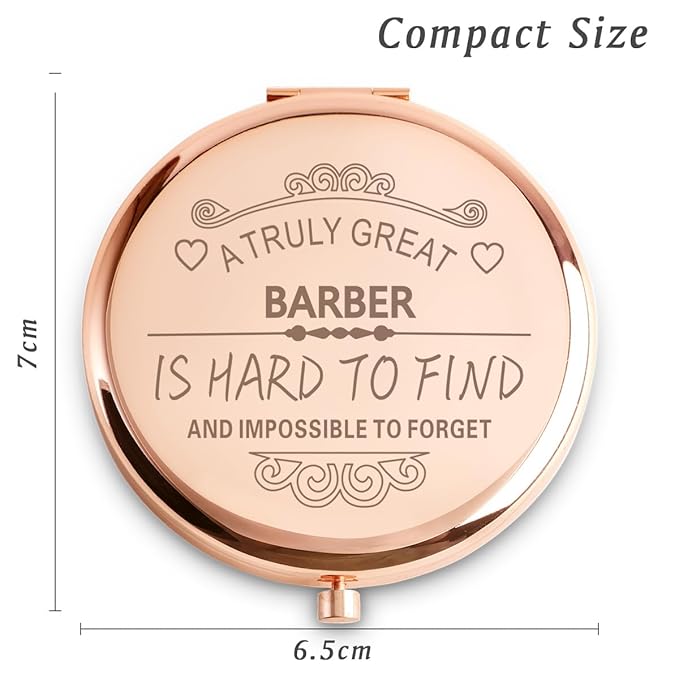 Barber Gifts for Women, Barber Appreciation Gifts, Personalized Compact Mirror for Retirement Leaving Going Away Farewell Goodbye
