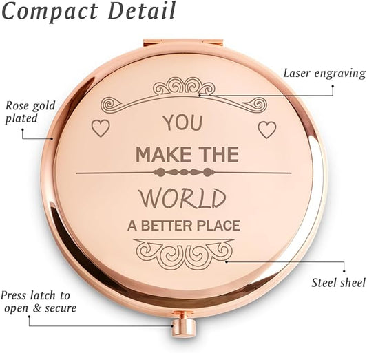 Personalized Gifts for Women Girls, Inspirational Compact Mirrors, 2025 Graduation Gifts for Her, Unique Mothers Day Birthday Gifts for Mom Sister Wife Daughter Niece, Friendship Gifts for Friends