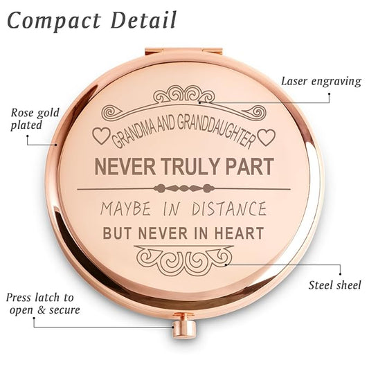 Grandma Gifts from Granddaughter Grandkids, Personalized Compact Mirror, Sentimental Mothers Day Birthday Gifts for Grandma, Unique Present for Grandmother Grandparents Nana