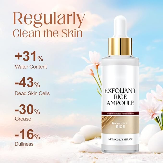 Black and White Rice Peeling Ampoule, 2025 Upgraded Soft Rice Exfoliating Face and Body Black and White Rice Exfoliant for All Skin Types (Black, 3.38 Fl Oz (Pack of 1))