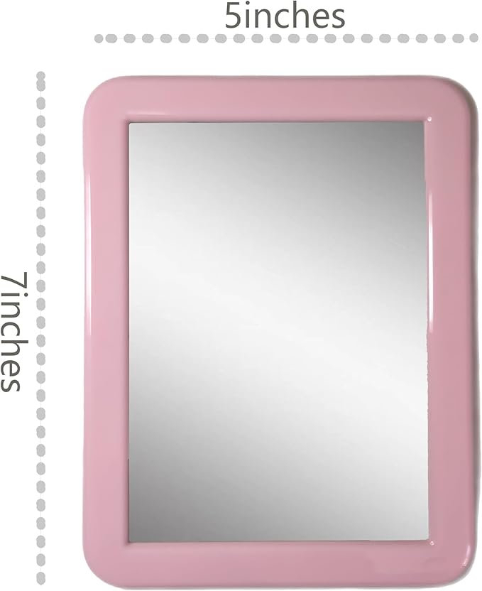 Magnetic locker mirror, 5"x7", small rectangular mirror for the back of locker doors, suitable for school lockers, work lockers, home refrigerators, magnetic whiteboards, locker accessories (White)
