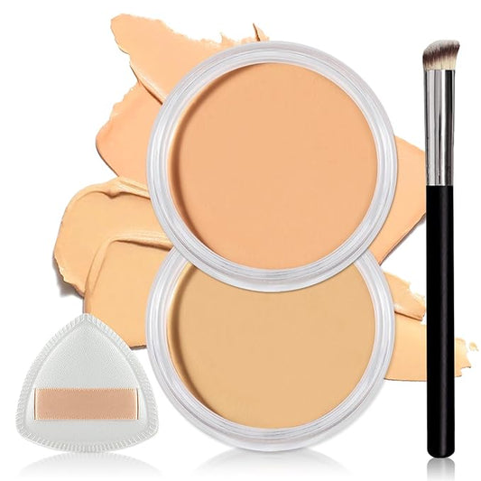 2PCS Under Eye Color Corrector,Cream Concealer Full Coverage for Mature Skin,Vegan Under Eye Cream Dark Circles Cover up Makeup Concealer Makeup (03 Vanilla + 04 Nougatine)