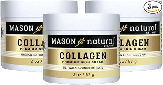 MASON NATURAL Collagen Premium Skin Cream - Anti Aging Face and Body Moisturizer, Intense Skin Hydration and Firmness, Pear Scent, Paraben Free, 2 OZ (3-Pack)