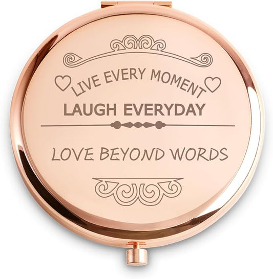 Personalized Gifts for Women Girls, Inspirational Compact Mirrors, 2025 Graduation Gifts for Her, Unique Mothers Day Birthday Gifts for Mom Sister Wife Daughter Niece, Friendship Gifts for Friends