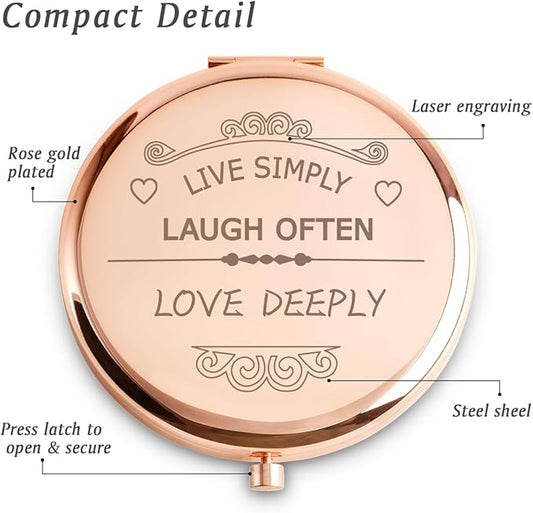 Personalized Gifts for Women Girls, Inspirational Compact Mirrors, 2025 Graduation Gifts for Her, Unique Mothers Day Birthday Gifts for Mom Sister Wife Daughter Niece, Friendship Gifts for Friends