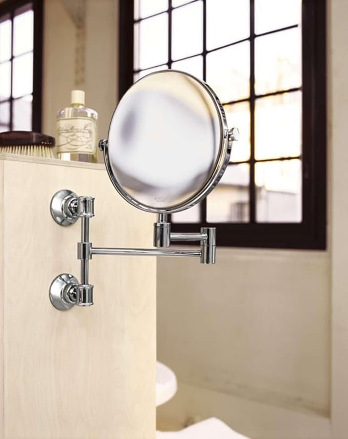 AXOR Hansgrohe 42090820 Montreux Shaving Mirror, Pull Out, Brushed Nickel