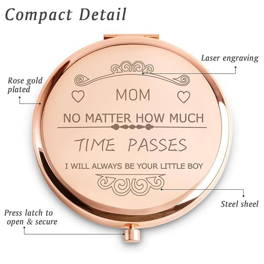 Mom Gifts from Son, Personalized Compact Mirror, Funny Mothers Day Birthday Gifts for Mom, Unique Present for Mother Parents