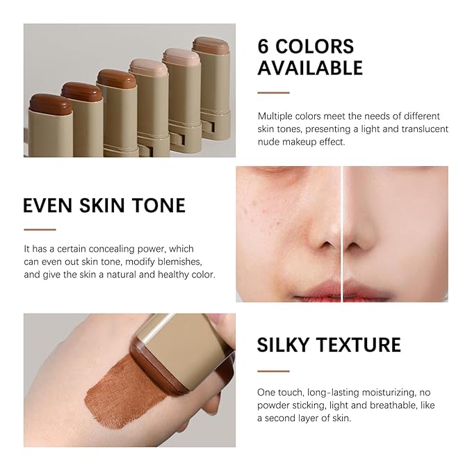 Beauty Balm Serum Boosted Skin Tint, Foundation Stick Solid Tinted Moisturizing Serum Contour Stick for Face Makeup, Buildable Medium-to-Full Coverage, Natural Finish (#06, 1 Count)